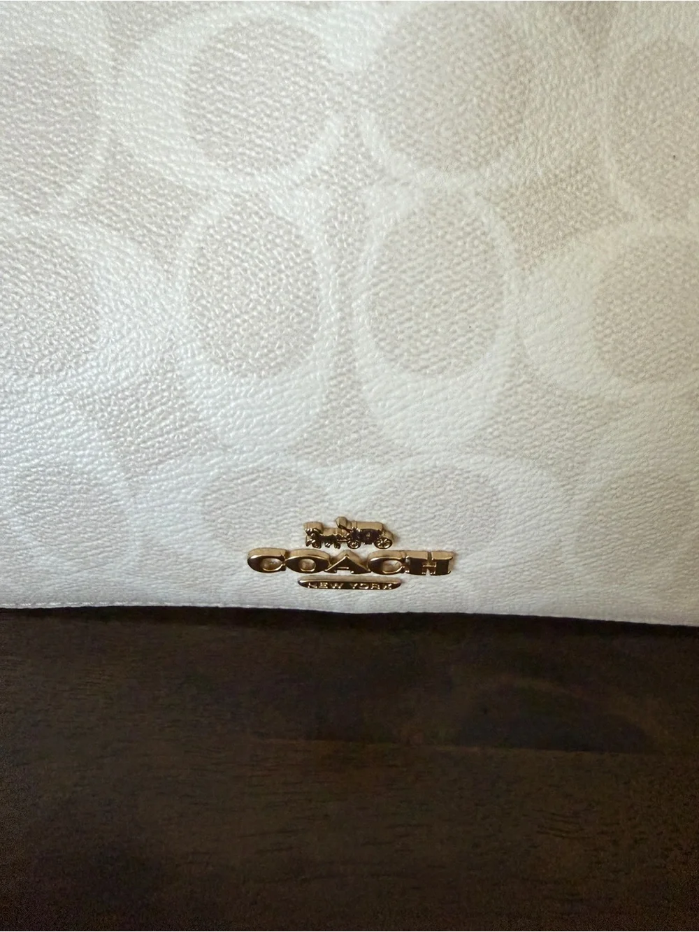 Coach White Signature Dome Satchel with Gold Logo